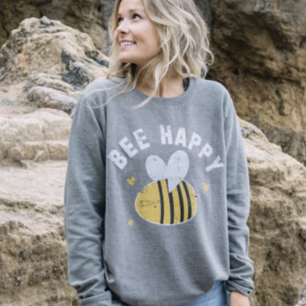 MOVING SALE- Bee Happy Graphic Crewneck Sweater